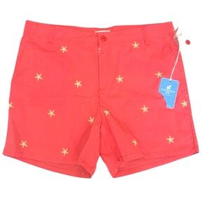 Caribbean Joe Starfish Salmon Tropical Beach Summer Preppy Shorts Size 14